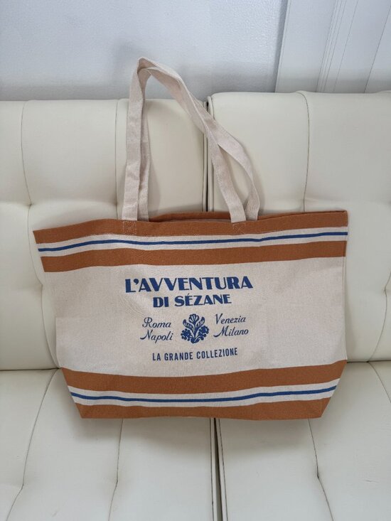Sezane Handbags - Sézane limited edition Italy l'Avventura cotton tote gold/amber/tan stripe NWOT